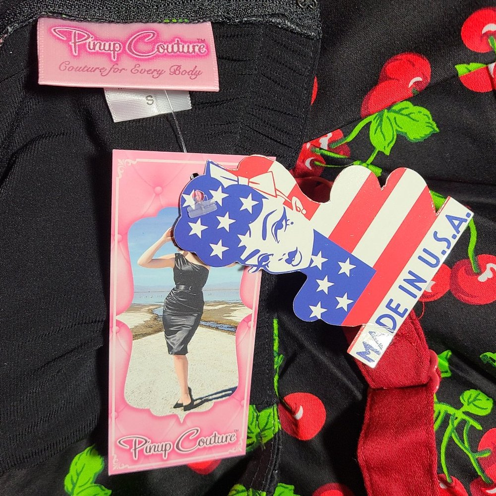 Pinup Couture Molly Swing Dress - Black Cherry Rockabilly 1960s PUG Punk Retro - Picture 7 of 8